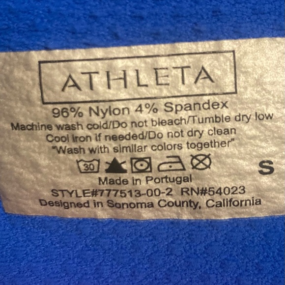 Athleta | Blue Finish Fast Crew Neck Shortsleeved Top. Small. EUC - Picture 4 of 6